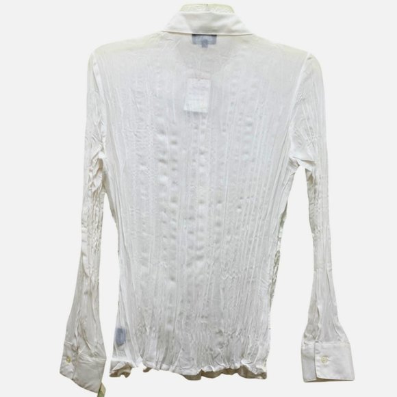 Women White Shirts Lace Front Long sleeve Collared Button Down Size M NWT - Picture 4 of 9